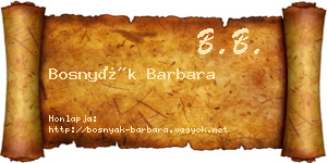 Bosnyák Barbara névjegykártya